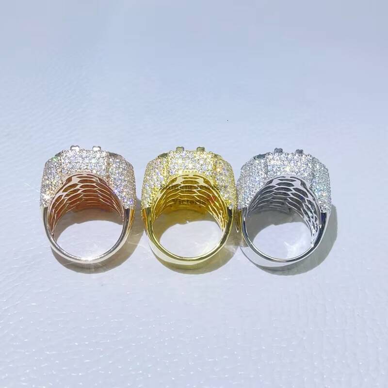 Pass Diamond Tester Hip Hop Iced Out Dollar Sign Vvs Moissanite Diamond Men Rings Silver 925