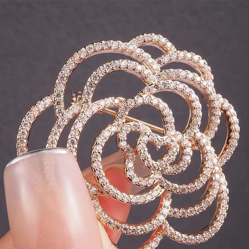 Luxury Camellia Flower Brooches For Woman Scarves Buckle Pin Cloth Fabric Brooch Jewelry Accessories Girls Gifts Z260401