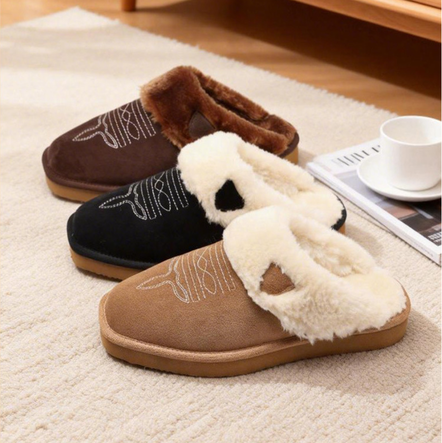 Fashion Designer Slides Men's Plush Slippers Men Luxury Embroidery Mules Casual Flats Mens Fuzzy Fur Slide