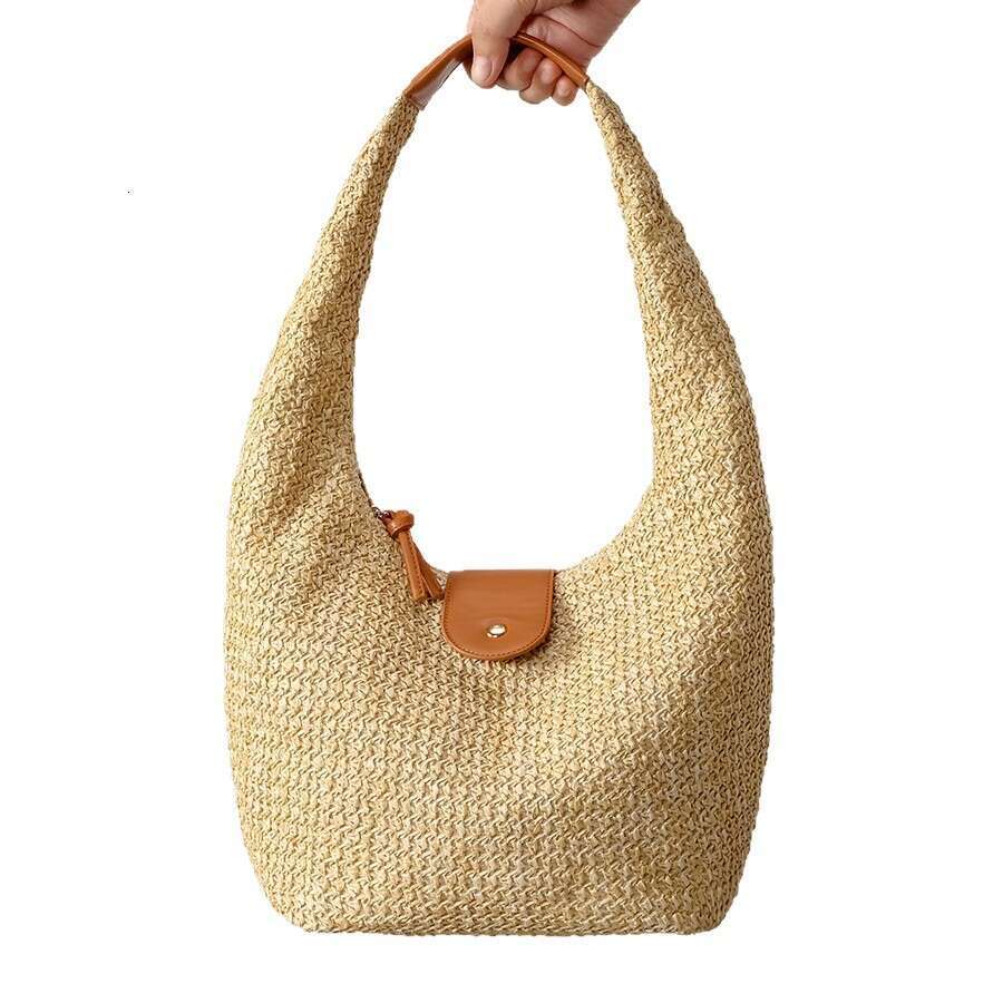 Casual Large Capacity Woven Dumpling New Women S Straw Underarm Color Block Summer Beach Shoulder Bag