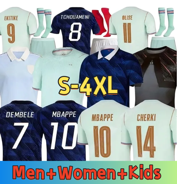 french World Cup 2026 soccer jersey 26 27 Franceh Kit MBAPPE Home Away Maillots de foot enfants Men Football Shirt Kit THAUVIN BARCOLA OLISE EKITIKE KANTE DEMBELE S-4XL