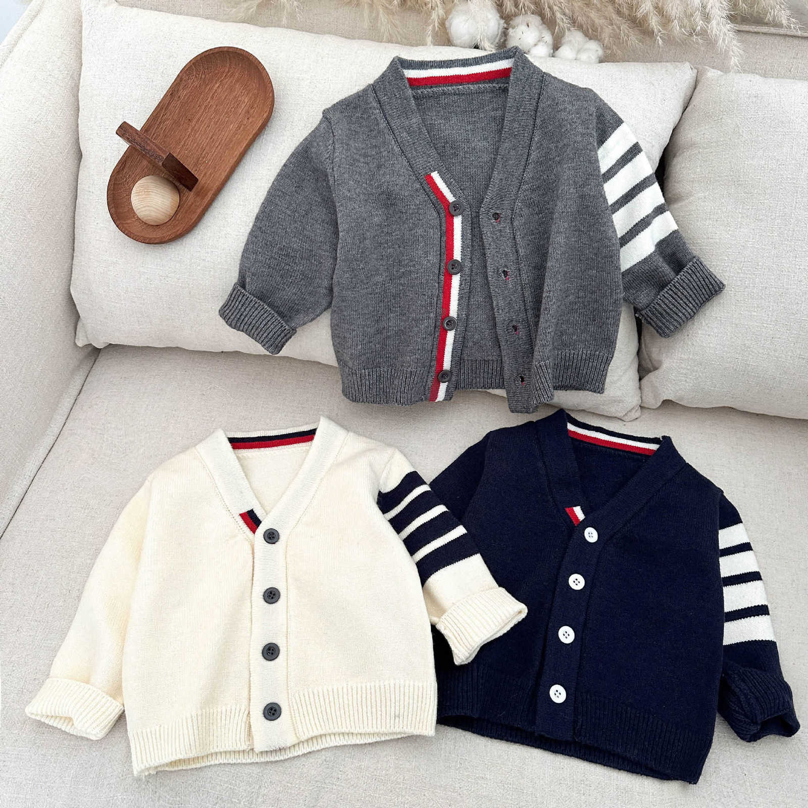 Cardigan Cardigan Ins baby cardigan spring new style knitwear autumn version for boys and girls Korean style V-neck casual sweater stylish jacket