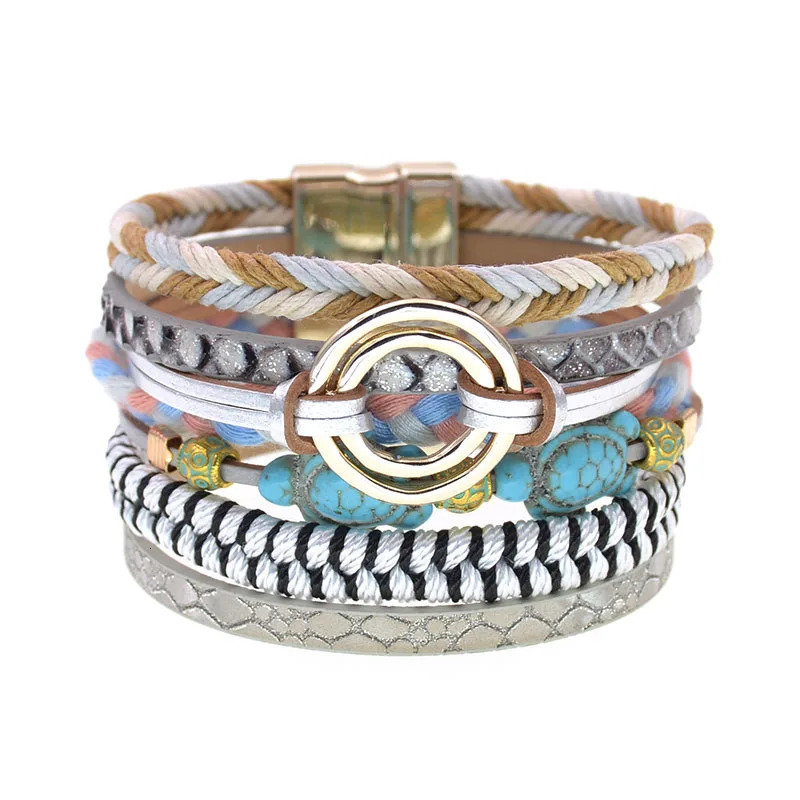 WELLMORE women bracelet Leather bracelets bohemia colorful beaded charm bracelets for women fashion jewelry drop 260318BJ - view 4