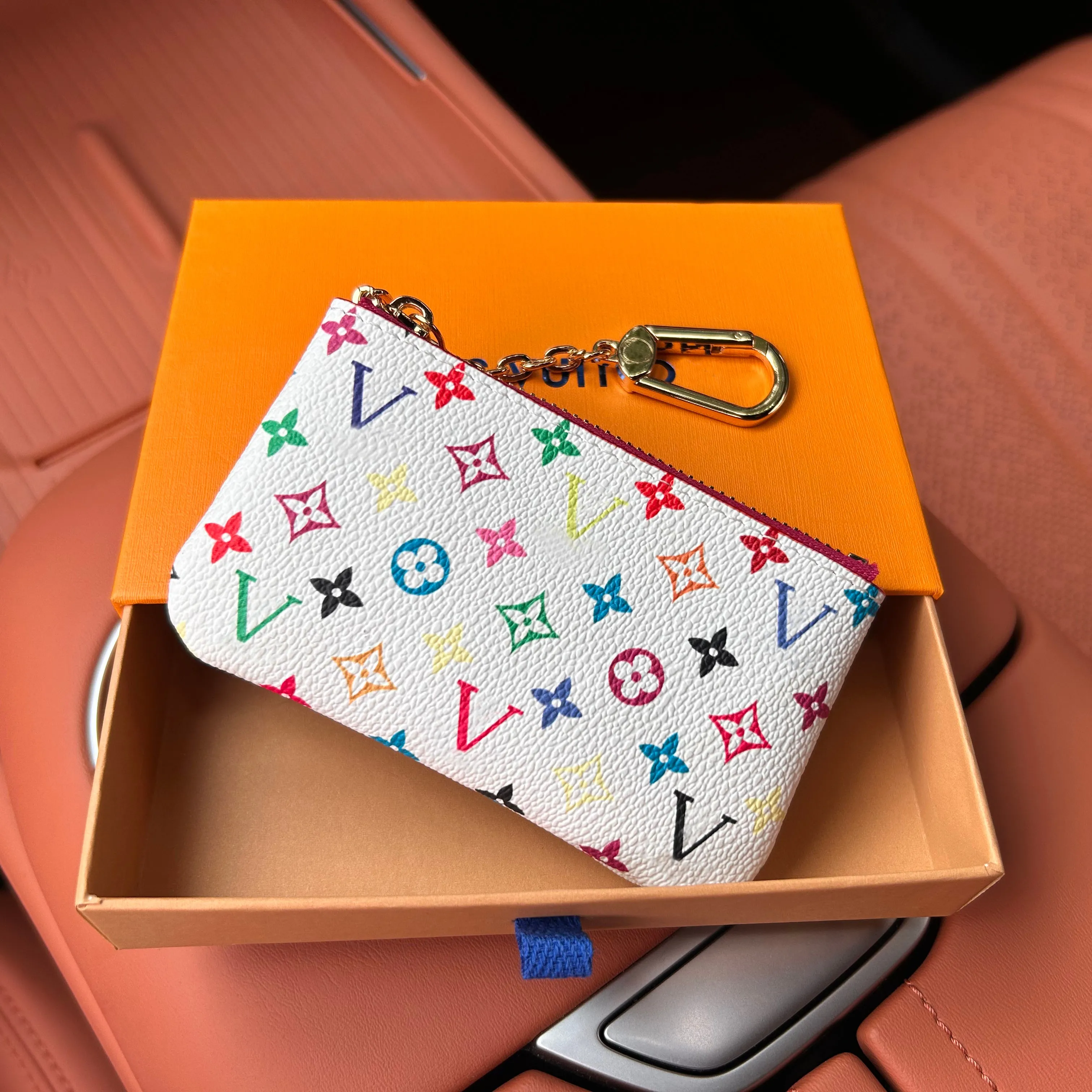 designer wallets bag 6 colors Keychain Ring KEY POUCH coin purse coin pouch Damier leather Credit Card Holder women bag small zipper purses Wallet with box M62650