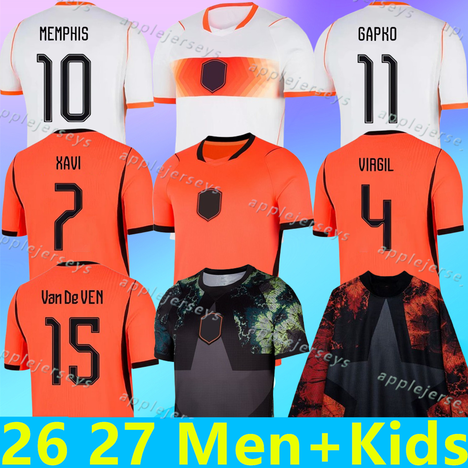 Netherlands Dutch jerseys Holland world cup 2026 retro 1988 Soccer Jersey Bergkamp ROBBEN XAVI National Team football tops Shirt Kids Kit MEMPHIS GAKPO 26 27 maillot