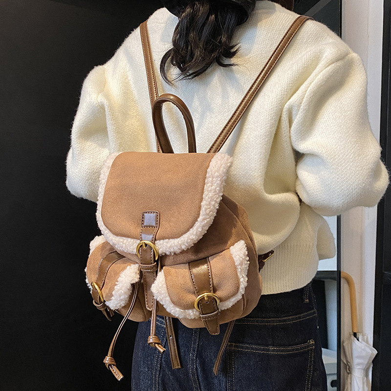 Fashion Suede Shoulders Bag Womens Winter Versatile Backpack Exquisite and Fashionable Mini Rucksack Female 251225