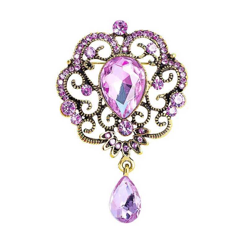 Advanced Texture Baroque Style Retro Rhinestone Crystal Brooch Female Pendant Crown Corsage Z260401