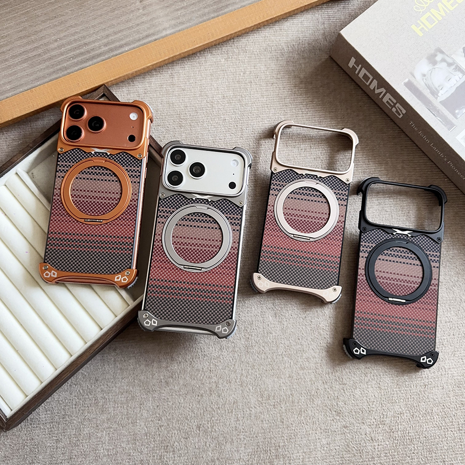 iPhone 15 Pro Max Compatible Fastand Metallic Frame with Unique Fiberglass Design - Supports Seamless Apple MagSafe Accessories Integration