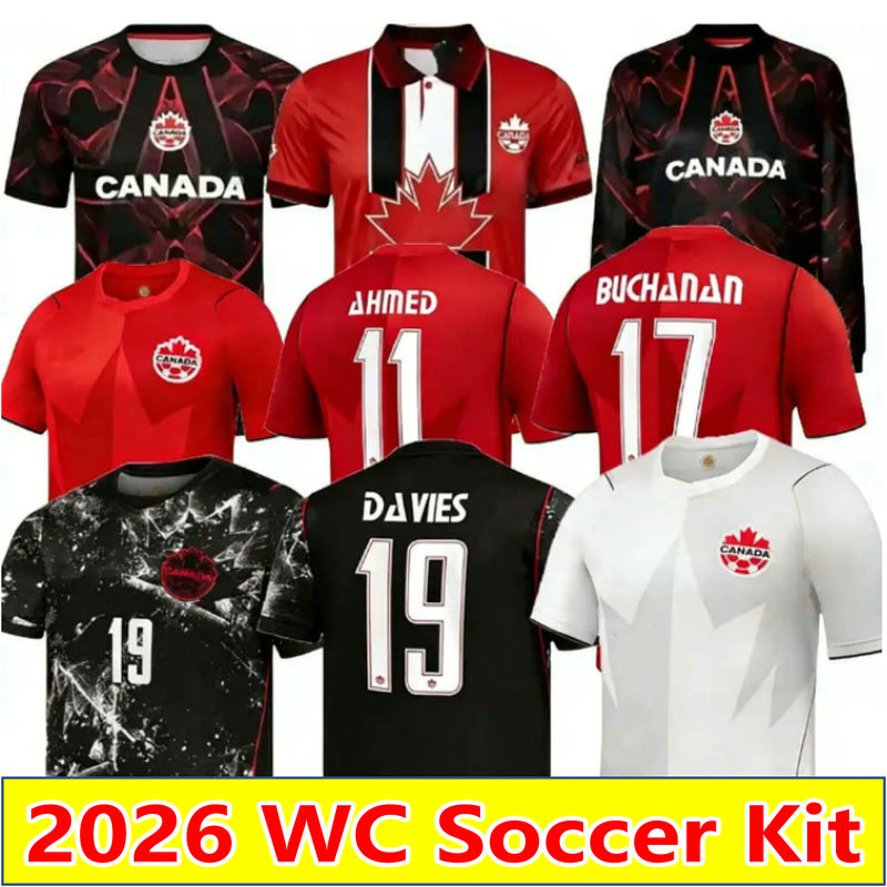 2026 DAVIES Canada Soccer Jerseys J. DAVID maillots de futol 26 27 EUSTAQUIO football shirts 2027 home away BUCHANAN LARYEA SHAFFELBURG LARYEA men kids uniforms