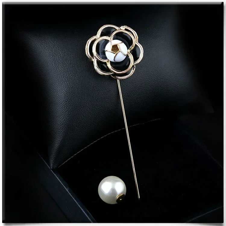 Fashion New Sweater Lapel Pins and Brooches Rose Flower Corsage Camellia Long Needle Pin Women Shawl Scraf Buckle Accessories Z260401