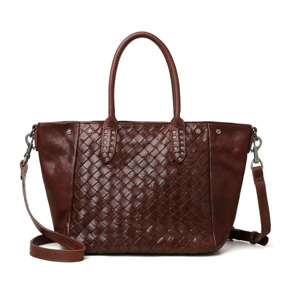 2026 New Women's Light Luxury Niche Genuine Leather Woven Handbag, High-End Fashion Shoulder Crossbody Bag SENYY