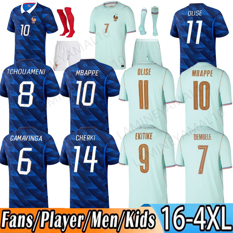 2026 world cup France Soccer Jerseys Mbappe maillot FFF Dembele Ekitike Doue Olise Soccer Jersey CHERKI Saliba Kante OLISE 26 27 French Jerseys football shirt Men kid
