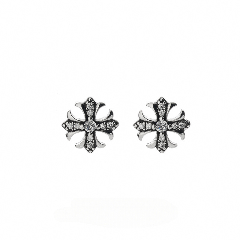 Crow Cross Inlaid Diamond Bright Stone Men Trendy Hip-Hop Retro Fashion Personality Minimalist Style Light Luxury Earrings For Women