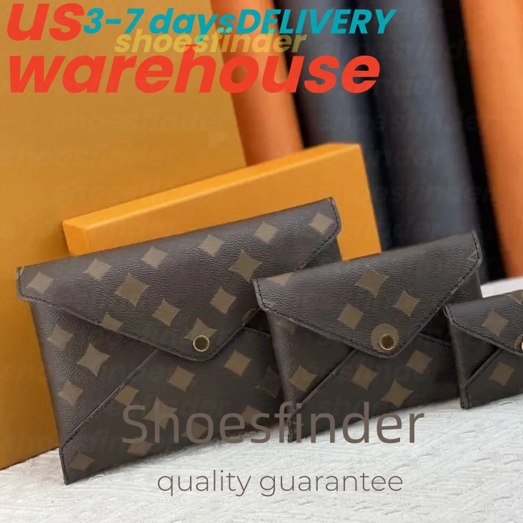 Womens Designer Clutch Bag Luxurys Pochette Kirigami Wallets Brown Flower Letter Big-size Card Holders High-quality Female Fashion Coin Purse 3 Pieces-in-1 Bags