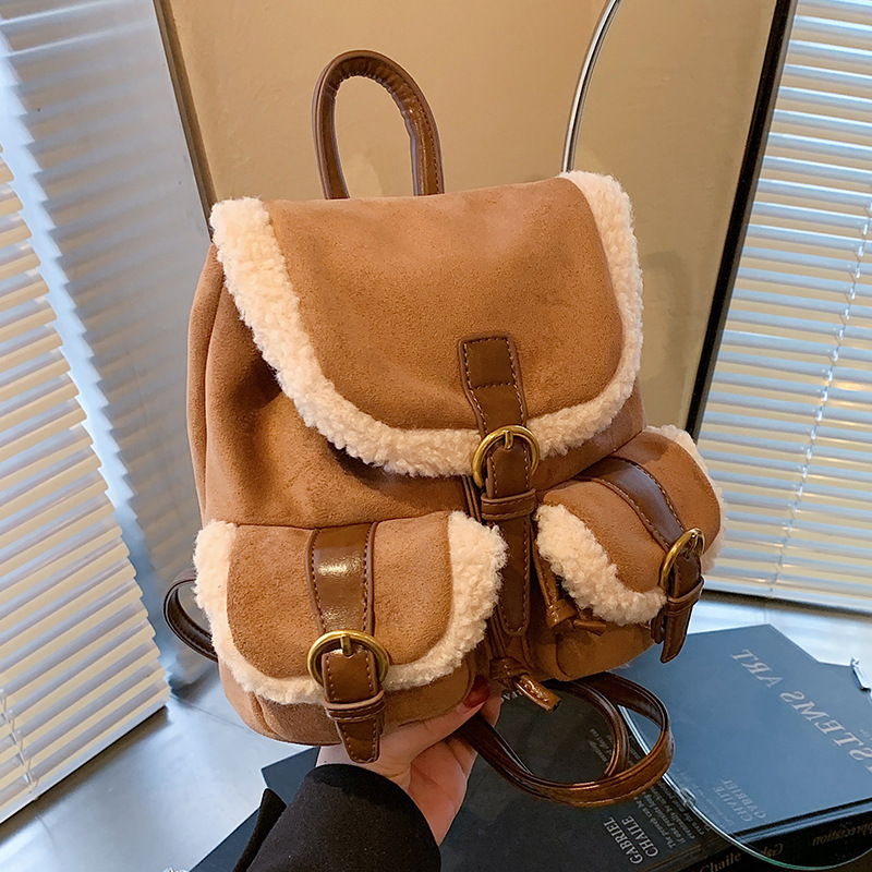 Fashion Suede Shoulders Bag Womens Winter Versatile Backpack Exquisite and Fashionable Mini Rucksack Female 251225