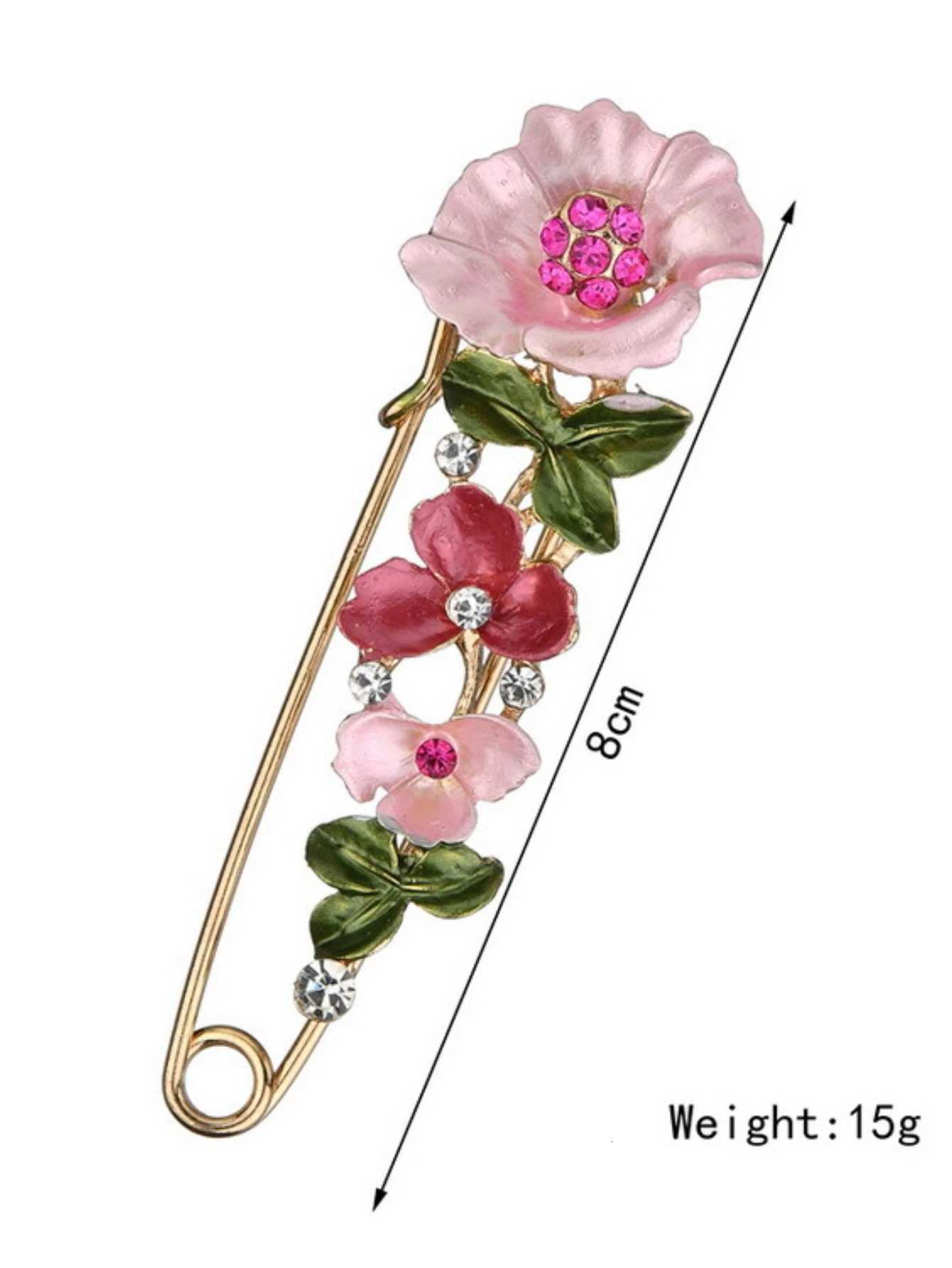 Sweet Flower Shape Brooch Pin Inlaid Shiny Rhinestones All-match Versatile Corsage Accessories Z260401
