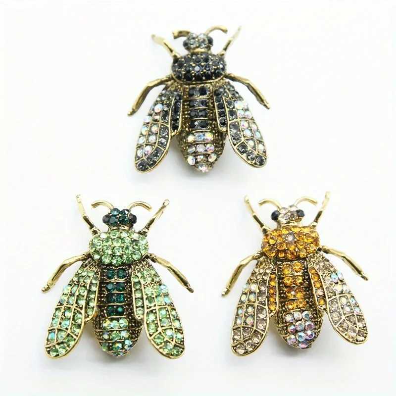 Classic Women Men Vintage Crystal Bee Insect Brooch Vivid Exquisite Badges Pin For Lady Z260401