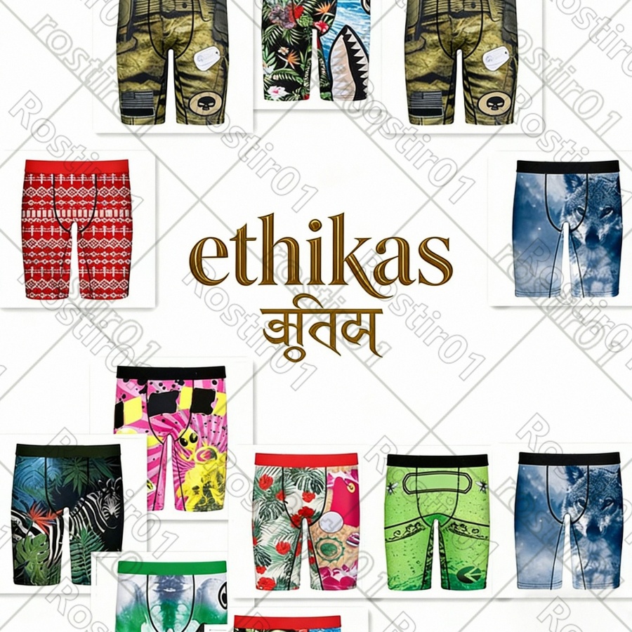 Men ethikaa men boxers boxers underwear flat angle trendy shorts ice silk printed sports quick drying bottom plus size shorts