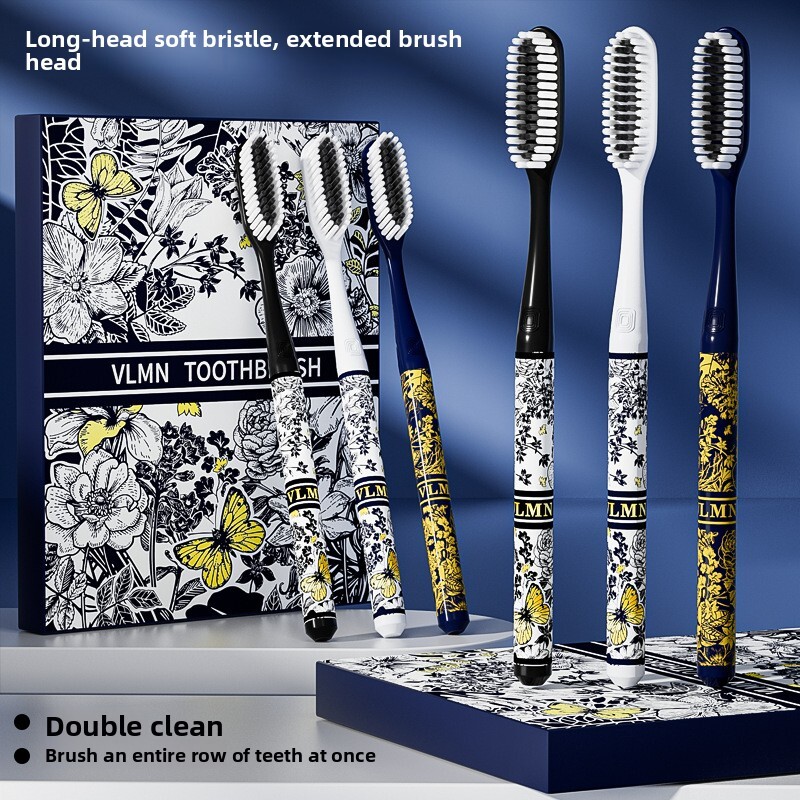 Toothbrush Floral Extra Long Hair High End Texture Ultra Fine Soft For Home And Couples High Value Luxurious Gift Box