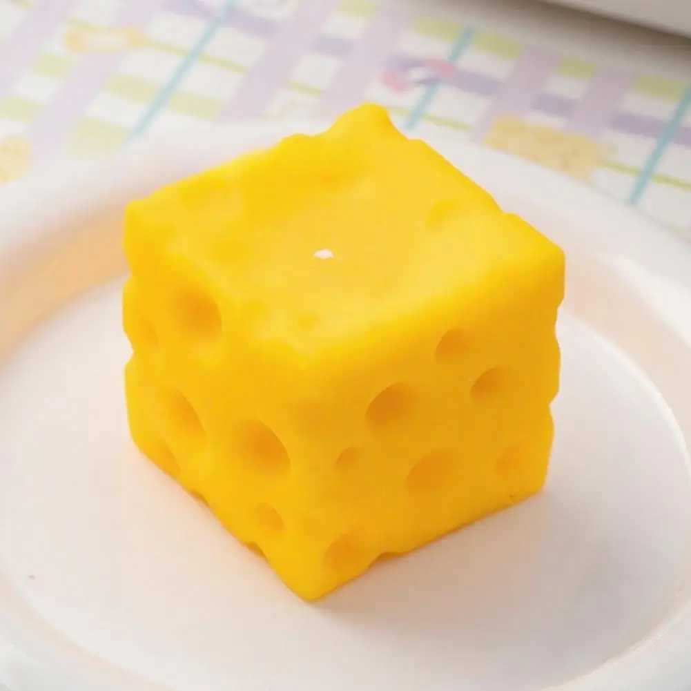 Shapeable Cheese Squeeze Toy Stress Relief Slow Rising Cheese Block Sensory Toy Simulated Food Pinch Fidget Toy Party Favors H260402