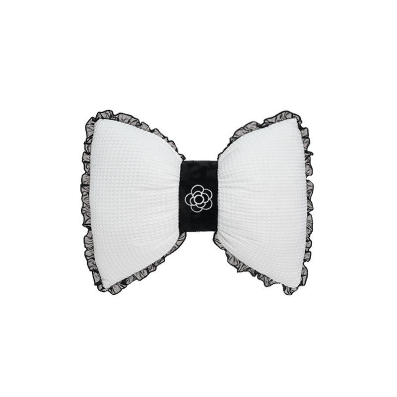 Pillow Waffle Bowknot Cushion Lace Edge Camellia Lumbar Summer Cool Breathable Comfortable Waist Support Girly Design For Living Room