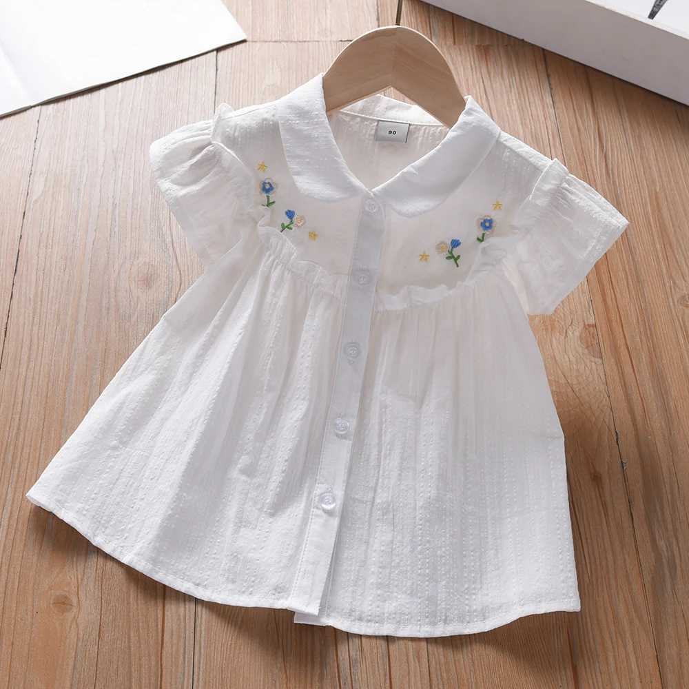 Girls Blouse Embroidered Cotton Shirt Casual Top for Kids Ages 2-6 Years Childrens Summer Clothes H260402