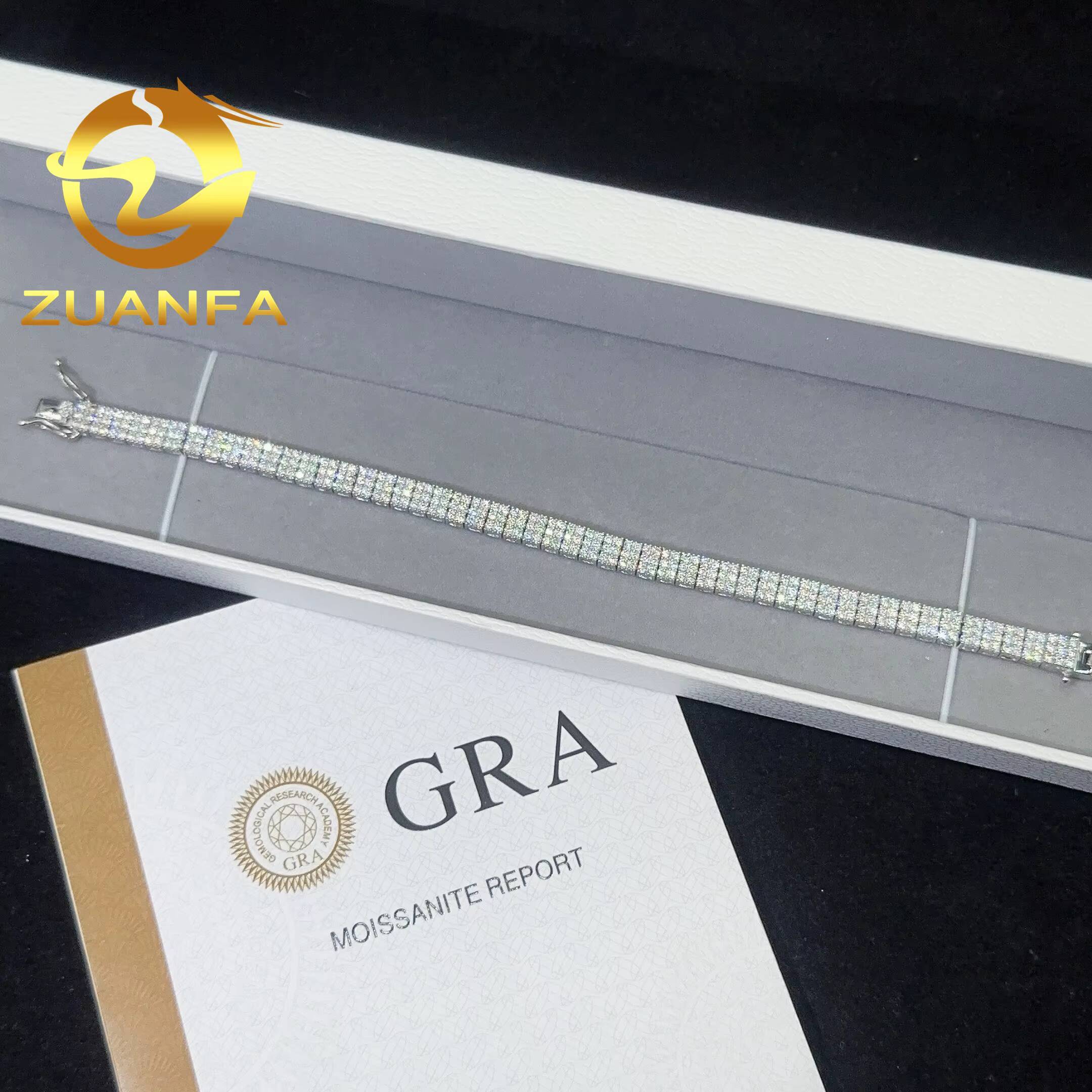 Factory Price 2mm 3Row Moissanite Tennis Necklace Silver 925 Tennis Bracelet Pass Diamond Tester Hip Hop Bracelet Ready Shipping