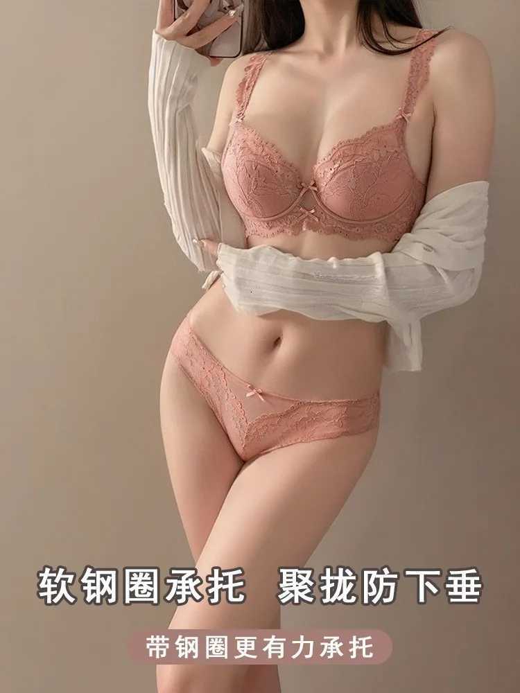 YUQI Womens Underwire Bra Set Comfort Thin Wire Lift Support LaceBreathable Anti-Sagging Strappy Back Lingerie Z260402