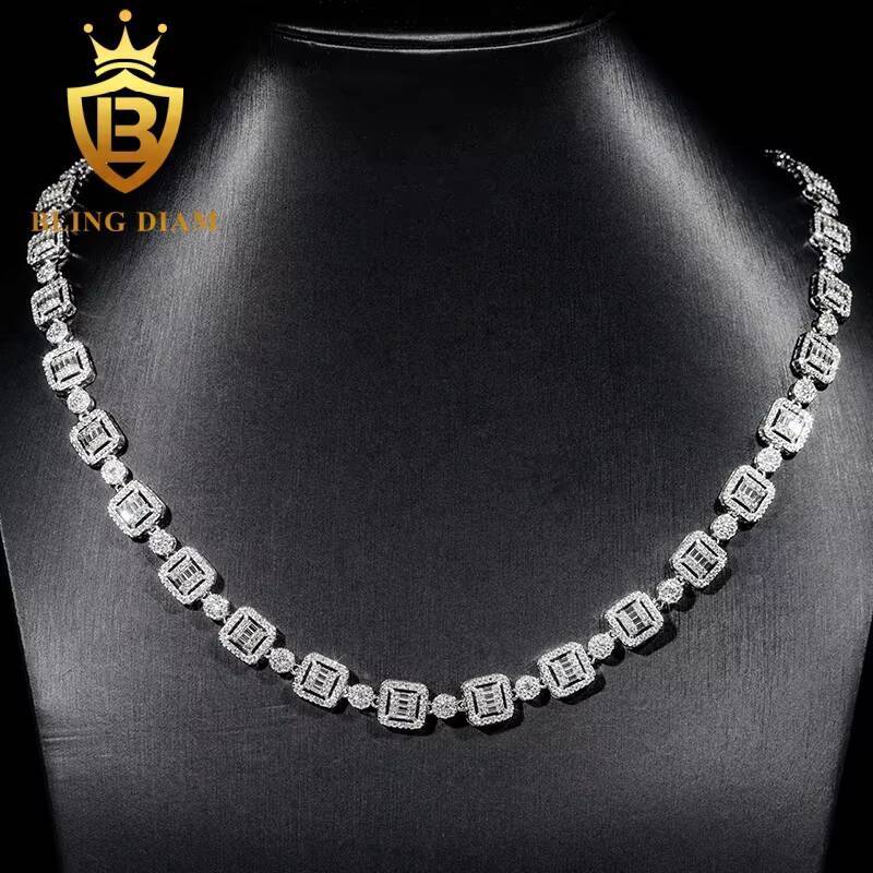 Blingdiam Custom Hip Hop Iced Out High Quality Cuban Necklace 925 Sterling Silver Moissanite Cuban Link Chain