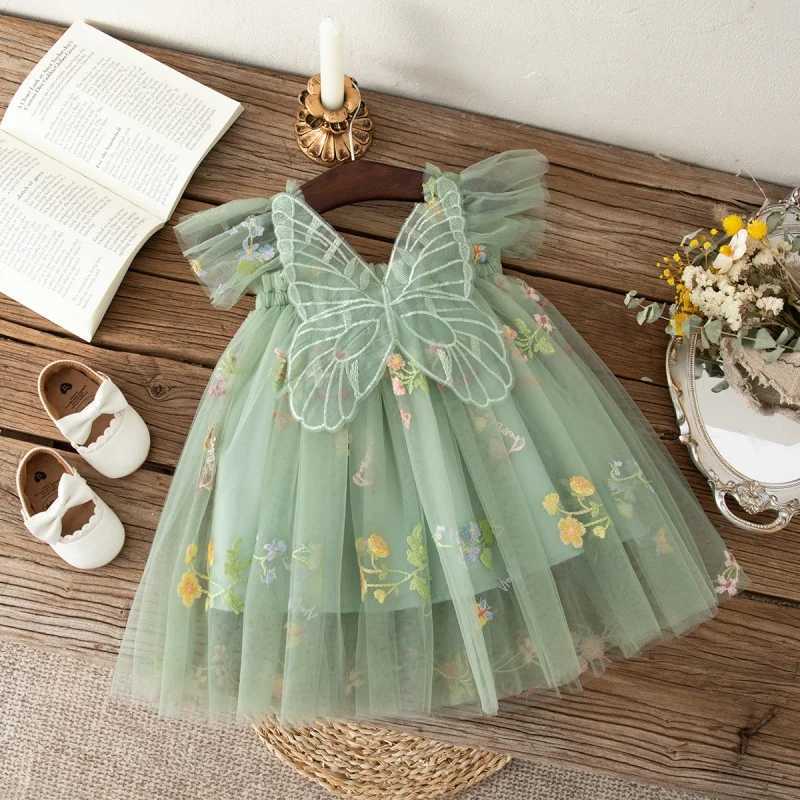 Girls Dress Summer Floral Mesh Baby Girls Dress Adorable Wedding Flower Girl Dress Baby Girl Clothe H260402