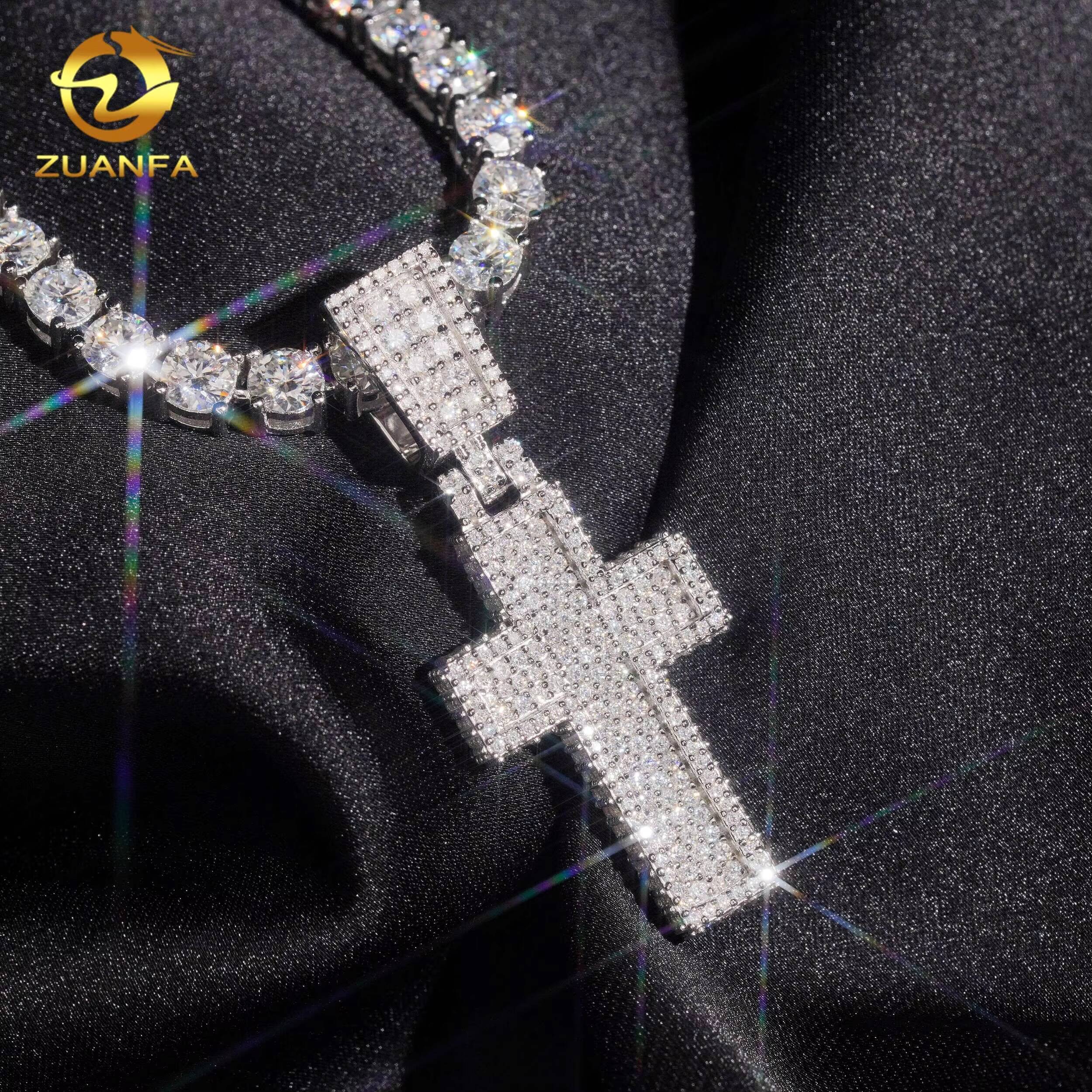 Solid Back Moissanite Chain Pendant Custom Hip Hop Pendant Moissanite Religious Jewelry Custom Moissanite Pendant Men
