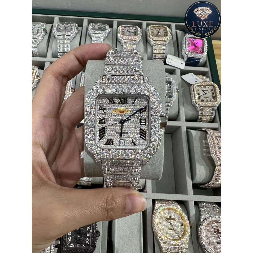 High-quality mens and womens moissanite diamond watch, Luxury design Fully Automatic mechanical D color Iced Out VVS Watches , Wholesale Price with Fr
