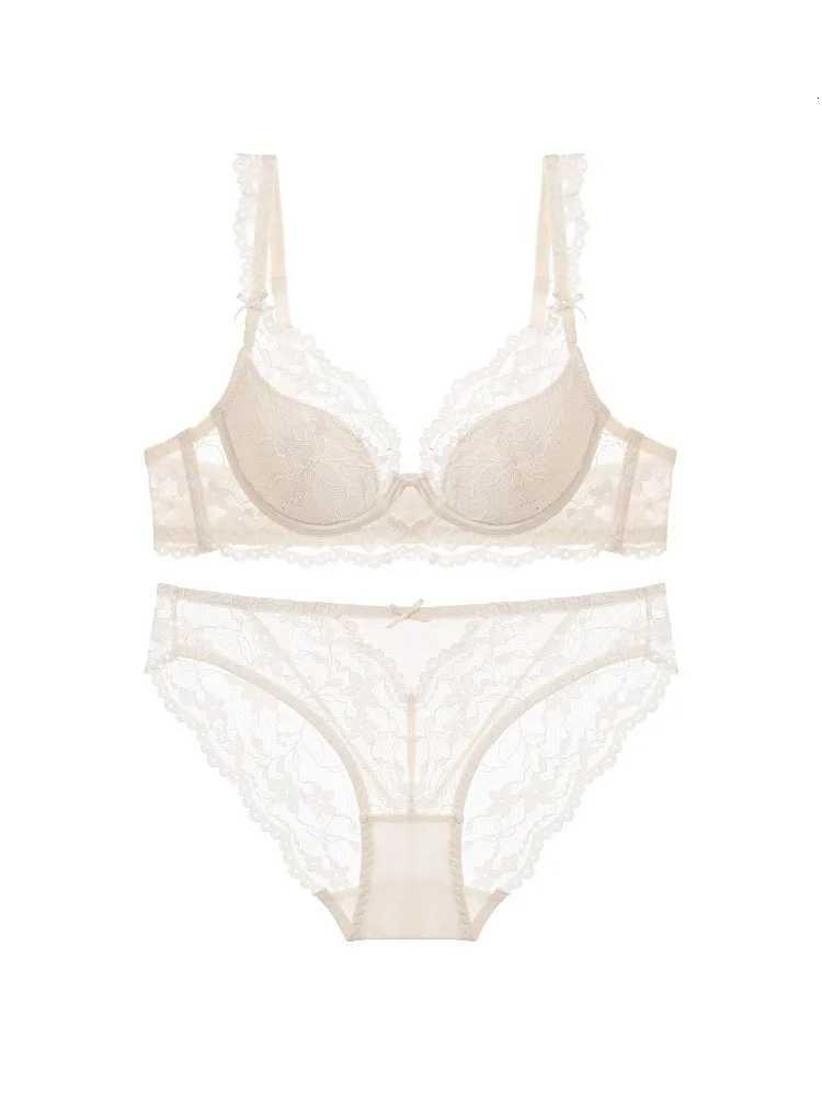 YUQI Womens Underwire Bra Set Comfort Thin Wire Lift Support LaceBreathable Anti-Sagging Strappy Back Lingerie Z260402