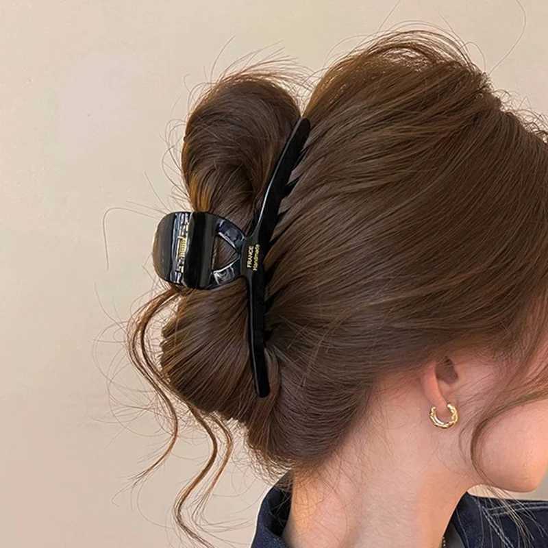 Korean Series Acetic Acid Hair Claws for Women High-End Large Shark Clip Back of Head Hair Volume Multiple Accessory Gift H260402