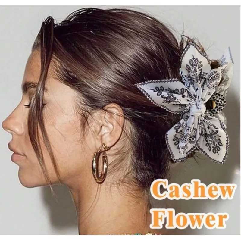 New double-sided cashew flower love grab clip bow hairpin summer vacation shark clip fashion ponytail clip H260402