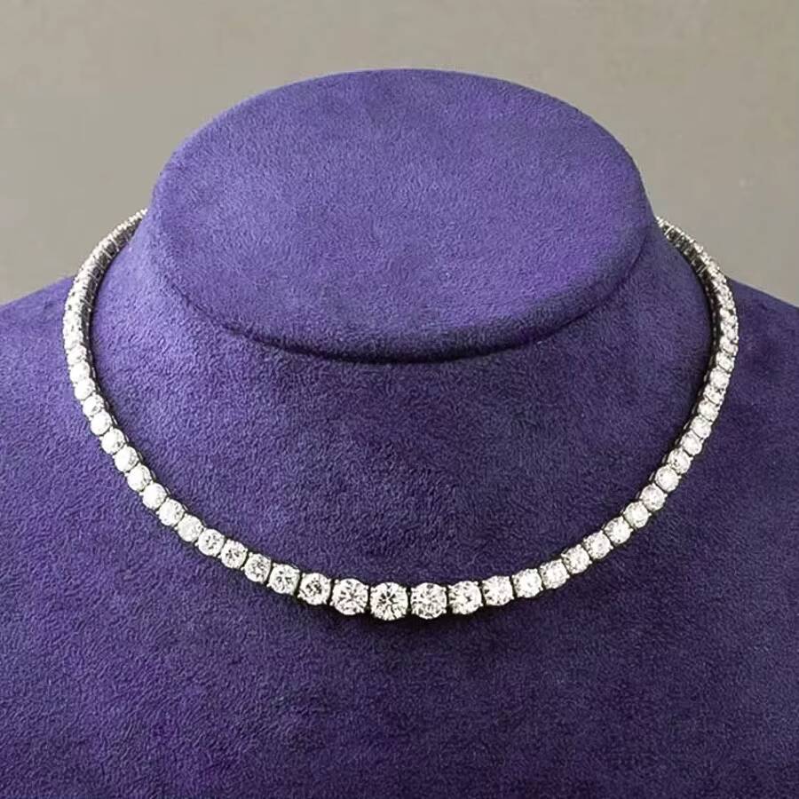 Fine Jewelry Hip Hop Iced Out 3mm to 5mm D Color White VVS Moissanite Tennis Chain Necklace 925 Sterling Silver Women Men Gift