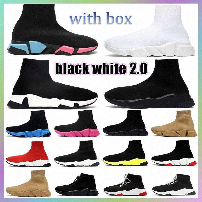 Designer Casual Sock Shoes Paris Men Women Platform Hommes Mesh ComfortSole Breathable Trainer Black Glitter Knitted Triple Sneaker Walking Eur 36-47 d5Qd#