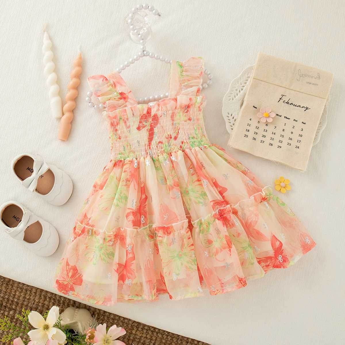 Summer New Petal Butterfly Wing Baby Girl Dress Colorful Flower ChildrenS Clothing For Babies Aged 9 Months To 4 Years Old H260402