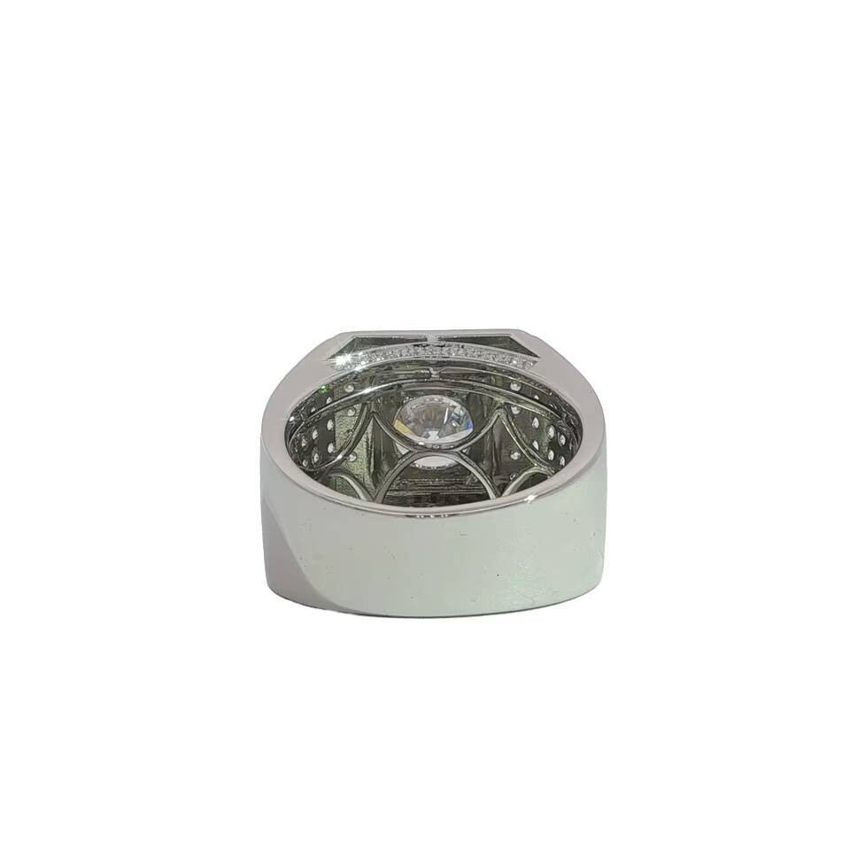 18K White Gold Luxury Mens Ring 3 Ct Empty Setting Customizable 18K White Gold Solitaire Jewelry Featuring Lab Grown Gift