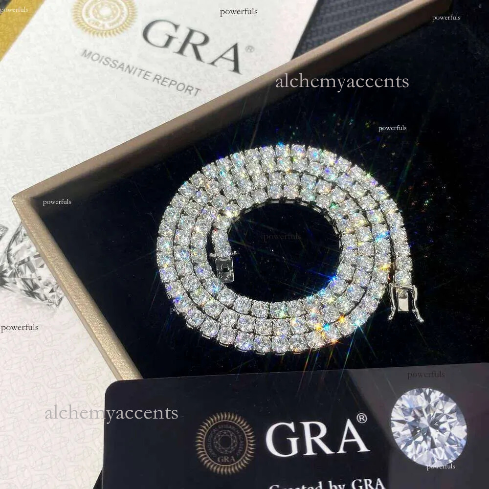 Hip-hop trend 4mm VVS sapphire necklace, diamond tennis necklace. Suitable for both men and women. High-end style. Party gift.