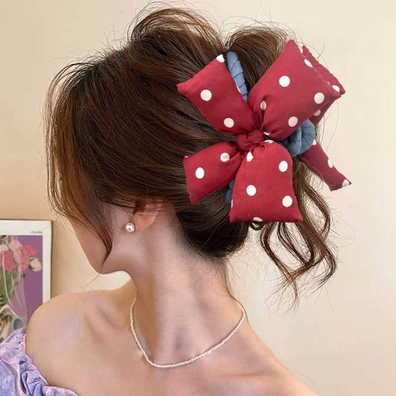 1pc Polka Dot Bow Hair Claw for Women Girls Korean Fashion Hair Clips Party Bowknot Barrettes Crab Hairpins Hair Accessories H260402