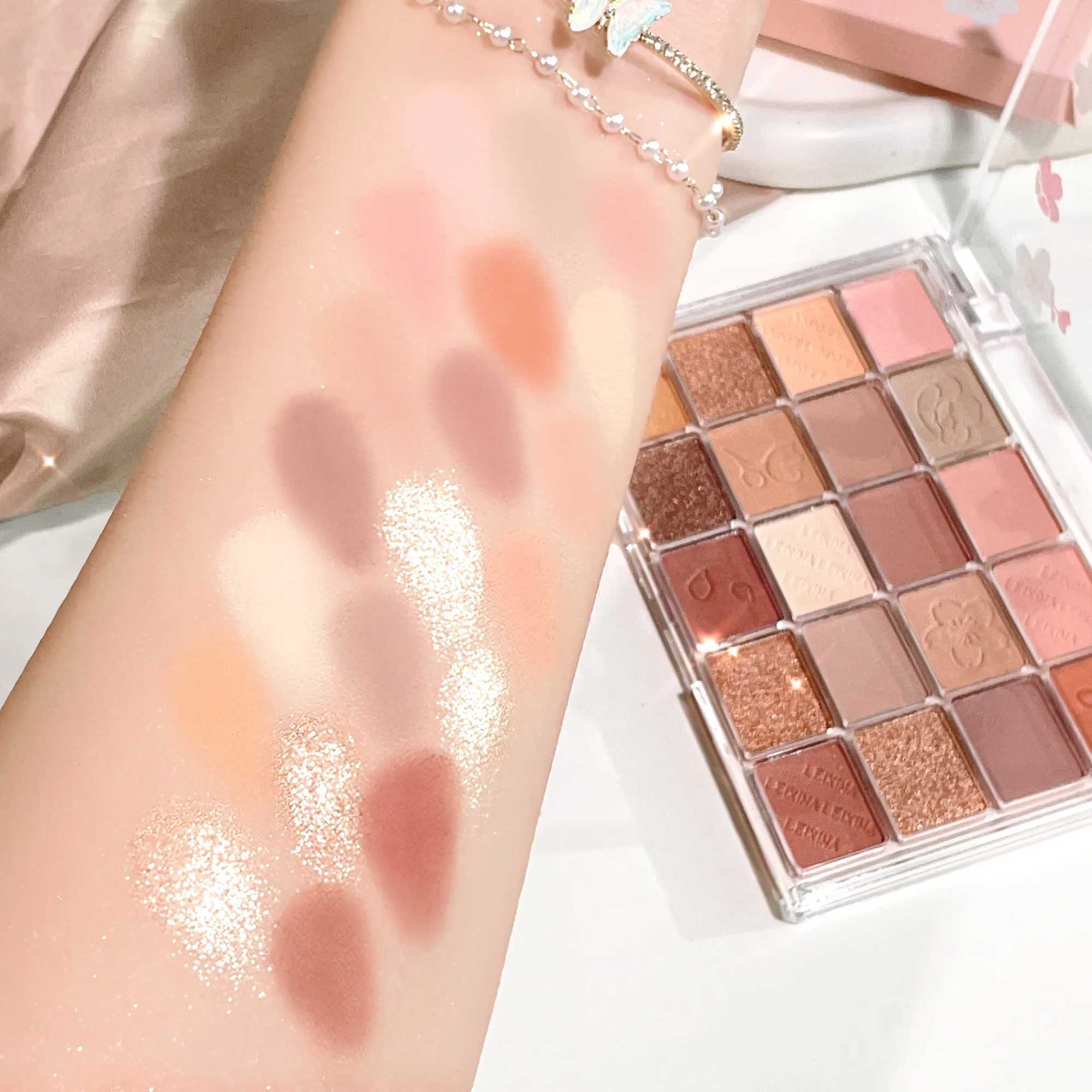 20-Color Matte Shimmer and Glitter Eyeshadow Palette Waterproof and Sweat-resistant Featuring Creamy Nude and Warm Rosy Browns H260402