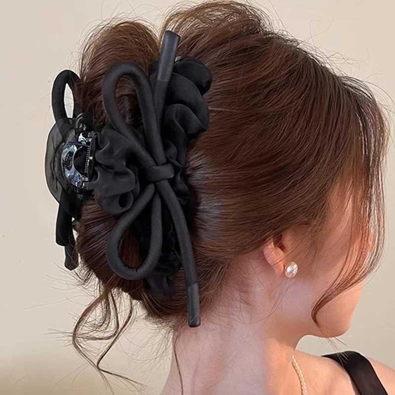 2025 New Mesh Tulle Large Bowknot Grab Clip Elegant Retro Female Ponytail Braid Claw Clip Hair Accessories Gift Headdress H260402