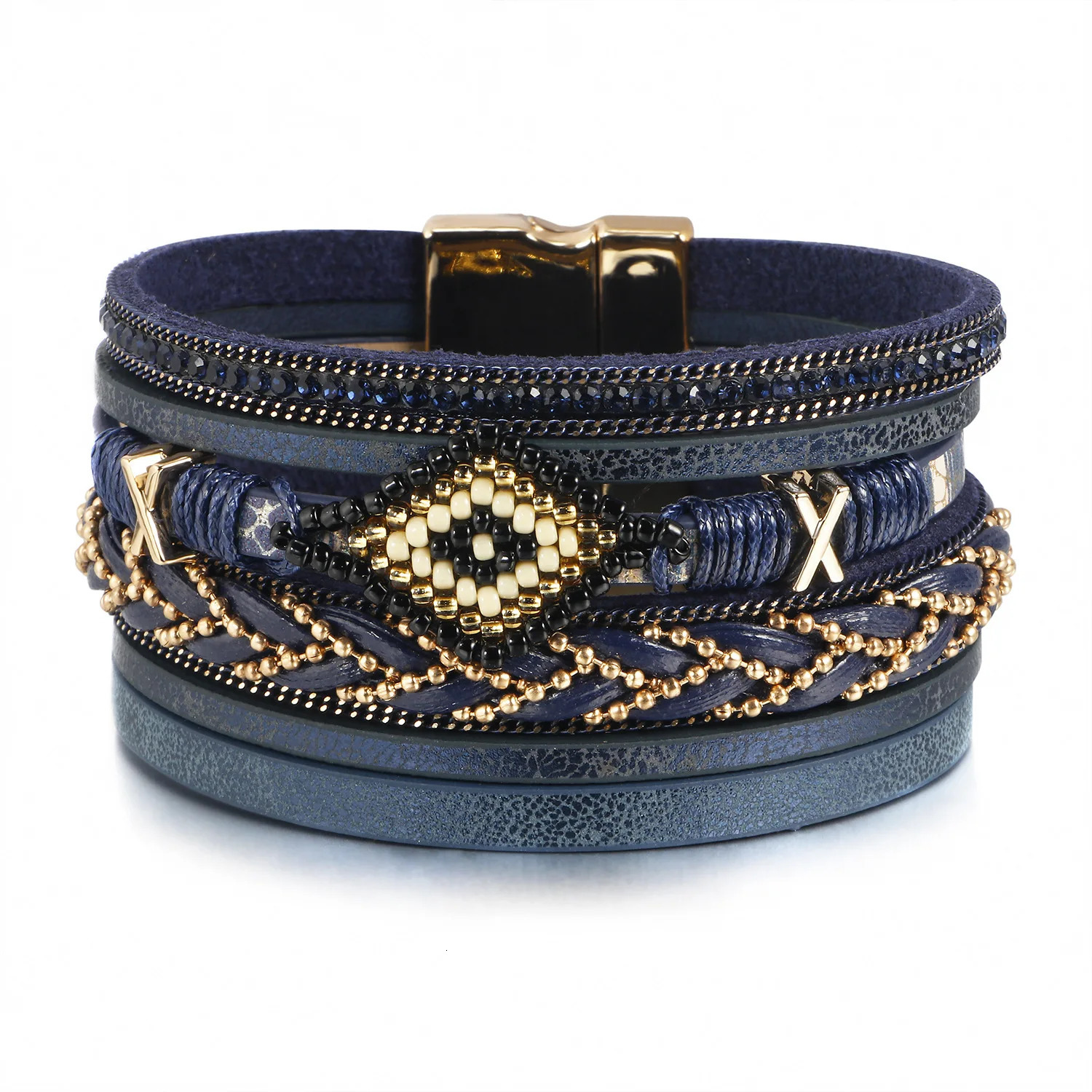 Bohemian wind cross-border jewelry Europe Fashion eyes rice beads hand-woven leather bracelet female simple jewelry 260318BJ - view 5