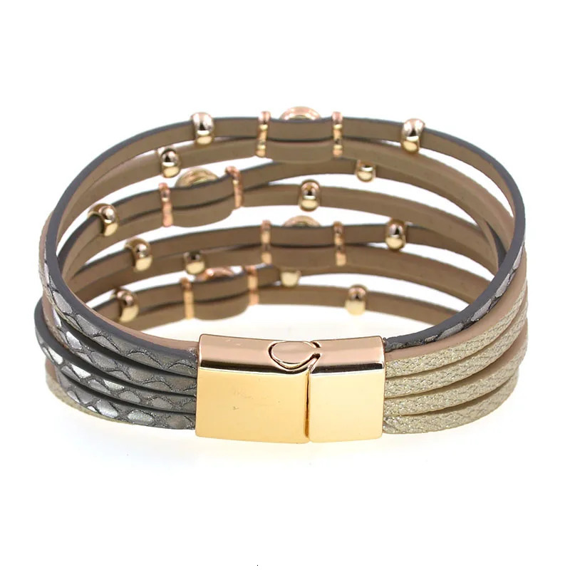 WELLMORE 4 colors Bohemia leather bracelets for women Metal beads charm bracelets magnet bracelet fashion jewelry wholesale 260318BJ - view 6
