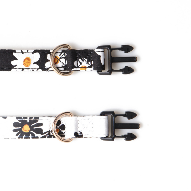 Pet Collar New Skirt Hem Bowknot Small Daisy Pattern Plastic Buckle Adjustable Collar For Dogs