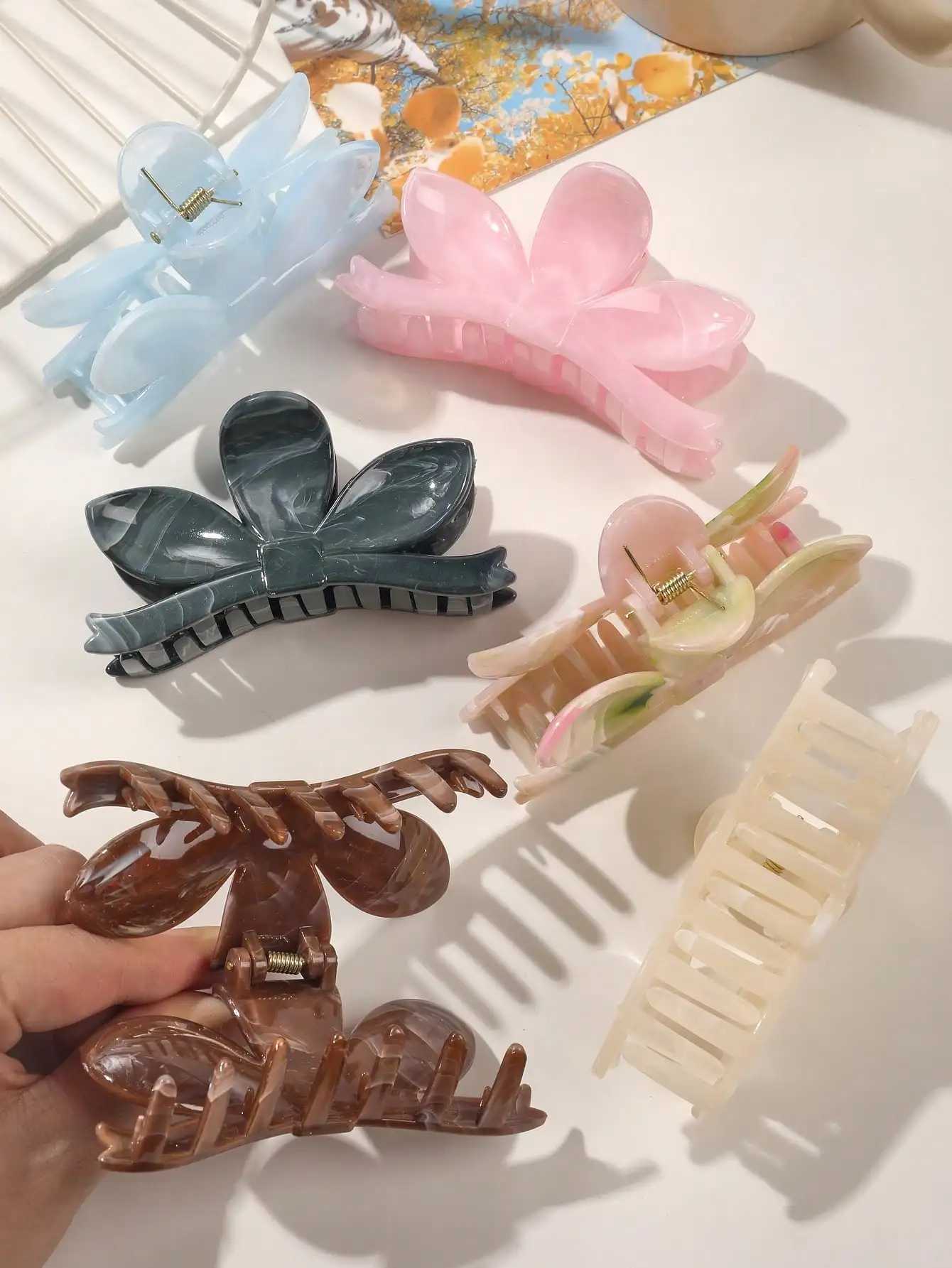 6 Pcs Macaron Hair Claw Clips Flower Banana Clips for Thin HairStrong hold for Thick Hair6 Colors Fashion Hair Accessory H260402