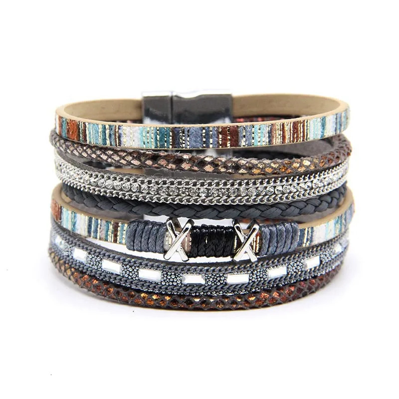 Arrival Jewelry Handmade Braided Rope Ladies Women Bracelet Bohemian Magnetic Clasp Bracelet For Gifts 260318BJ - view 4