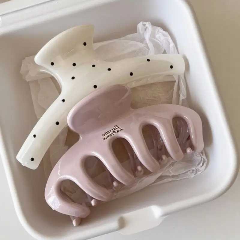 Korean Large Size Acrylic Dragon Bone Shark Hair Clip French Style Polka Point Arc Back of Head Hair Claw Clamp Hair Accessories H260402