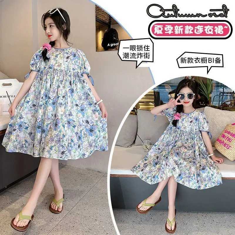 2026 Girls Dress Summer Loose Floral Pattern Beach Dress For Girl Bohemia Princess Children Dresses Vestido Teenage 3-14 Years H260402
